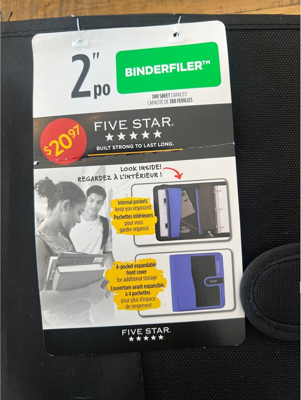 Zipper Binder Binderfiler , 2 inch Black